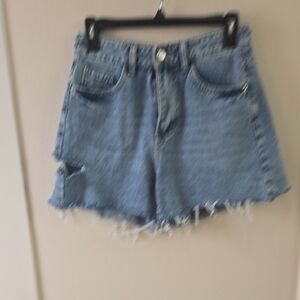 Casual Blue Women's Frayed Jean Shorts
